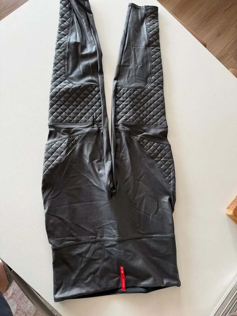 Spanx Faux Leather Quilted Moto Leggings